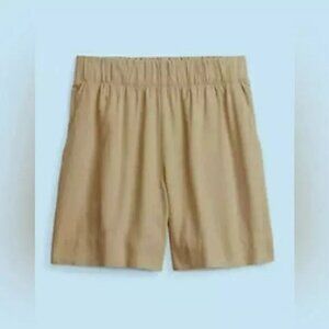 GAP Linen-Blend Pull-On Elastic Waist Shorts Cashew Crunch Brown Pockets XL NEW